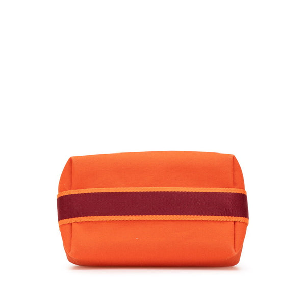 エルメス ブリッド ア ブラックPM ハンドバッグ ポーチ オレンジ コットン レディース HERMES 【中古】