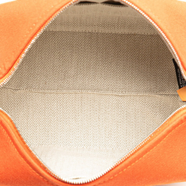 エルメス ブリッド ア ブラックPM ハンドバッグ ポーチ オレンジ コットン レディース HERMES 【中古】