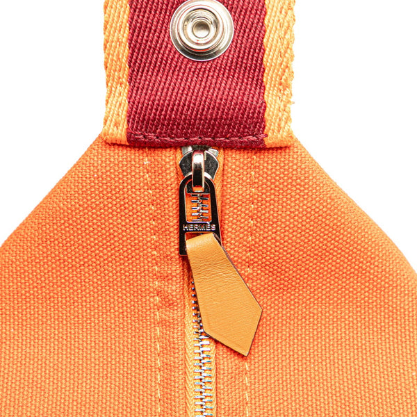 エルメス ブリッド ア ブラックPM ハンドバッグ ポーチ オレンジ コットン レディース HERMES 【中古】