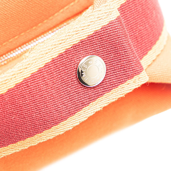 エルメス ブリッド ア ブラックPM ハンドバッグ ポーチ オレンジ コットン レディース HERMES 【中古】