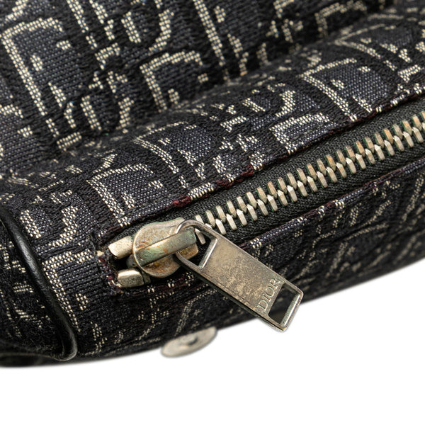 ディオール オブリーク サドルバッグ ボディバッグ ショルダーバッグ ブラック キャンバス レザー メンズ Dior 【中古】