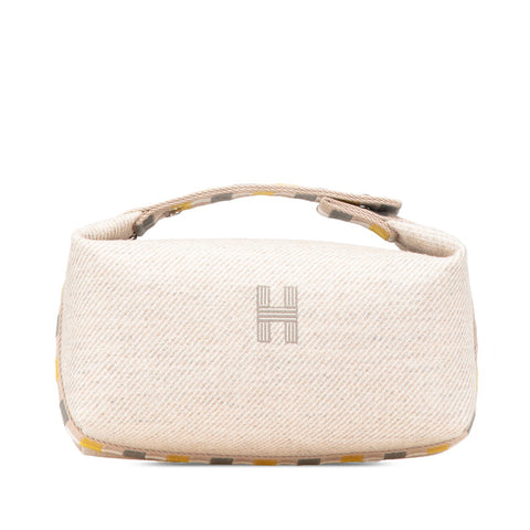 エルメス ブリッドアブラックPM ハンドバッグ ベージュ グレー ウール レディース HERMES 【中古】