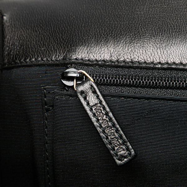 サンローラン Yステッチ 斜め掛け チェーン ショルダーバッグ ブラック レザー レディース SAINT LAURENT 【中古】