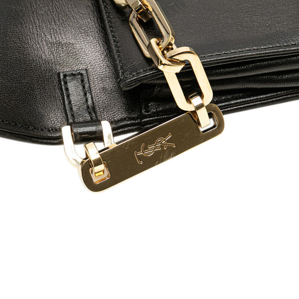 サンローラン Yステッチ 斜め掛け チェーン ショルダーバッグ ブラック レザー レディース SAINT LAURENT 【中古】