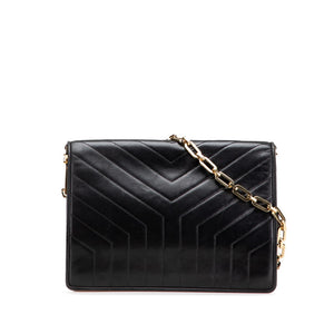 サンローラン Yステッチ 斜め掛け チェーン ショルダーバッグ ブラック レザー レディース SAINT LAURENT 【中古】