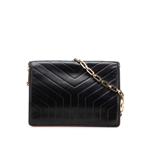 サンローラン Yステッチ 斜め掛け チェーン ショルダーバッグ ブラック レザー レディース SAINT LAURENT 【中古】