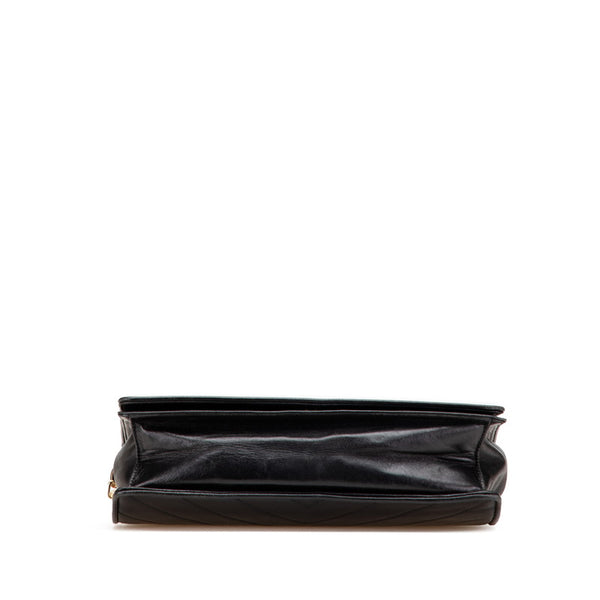 サンローラン Yステッチ 斜め掛け チェーン ショルダーバッグ ブラック レザー レディース SAINT LAURENT 【中古】