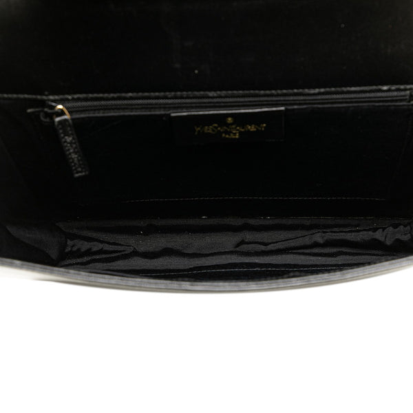 サンローラン Yステッチ 斜め掛け チェーン ショルダーバッグ ブラック レザー レディース SAINT LAURENT 【中古】