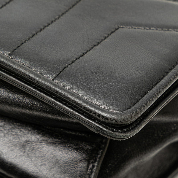 サンローラン Yステッチ 斜め掛け チェーン ショルダーバッグ ブラック レザー レディース SAINT LAURENT 【中古】