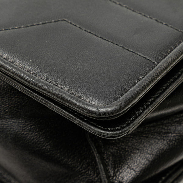 サンローラン Yステッチ 斜め掛け チェーン ショルダーバッグ ブラック レザー レディース SAINT LAURENT 【中古】