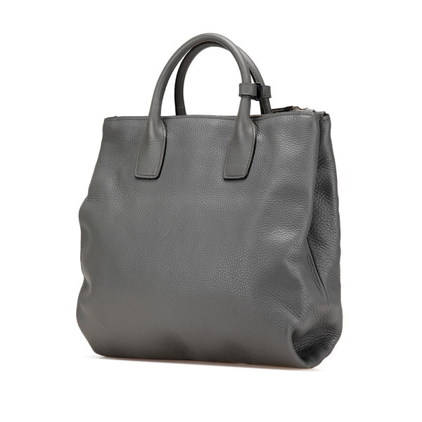 プラダ 三角ロゴプレート ハンドバッグ ショルダーバッグ 2WAY グレー レザー レディース PRADA 【中古】