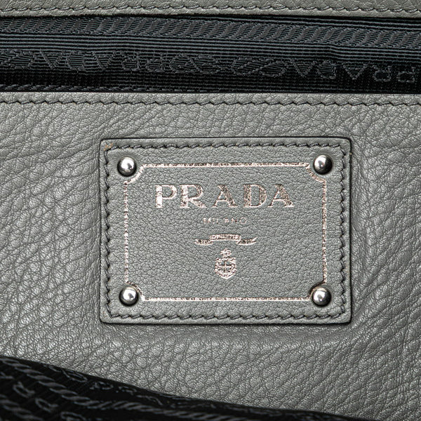 プラダ 三角ロゴプレート ハンドバッグ ショルダーバッグ 2WAY グレー レザー レディース PRADA 【中古】
