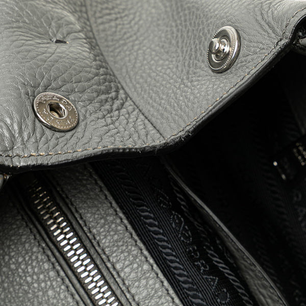 プラダ 三角ロゴプレート ハンドバッグ ショルダーバッグ 2WAY グレー レザー レディース PRADA 【中古】