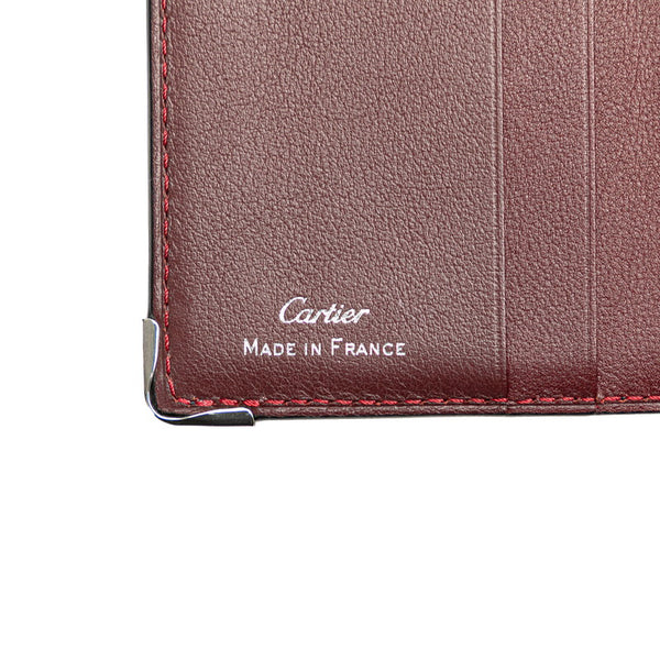 カルティエ マストライン 二つ折り財布 ブラック レザー レディース CARTIER 【中古】