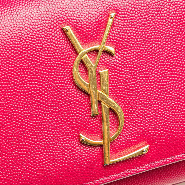 サンローラン YSLロゴ チェーン ショルダーバッグ 354121 ピンク ゴールド レザー レディース SAINT LAURENT 【中古】