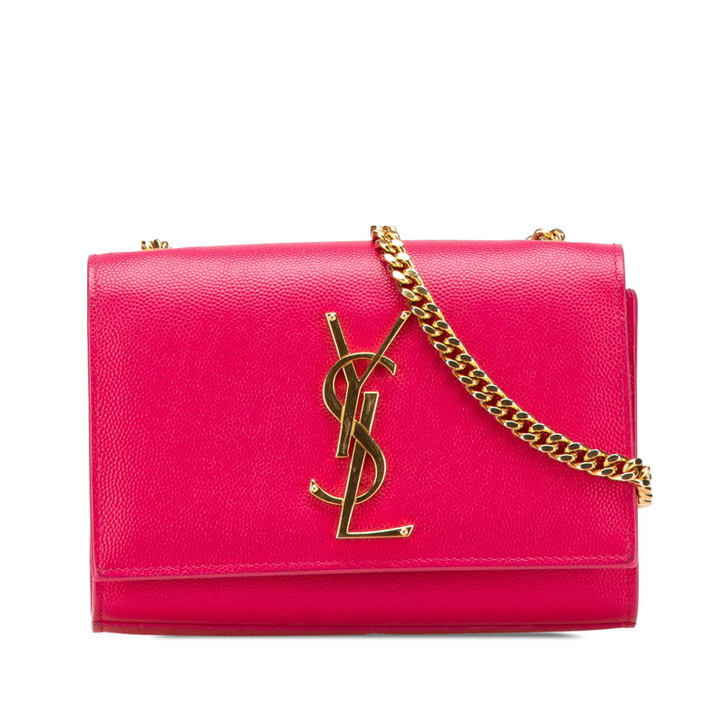 サンローラン YSLロゴ チェーン ショルダーバッグ 354121 ピンク ゴールド レザー レディース SAINT LAURENT 【中古】