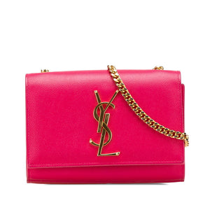サンローラン YSLロゴ チェーン ショルダーバッグ 354121 ピンク ゴールド レザー レディース SAINT LAURENT 【中古】