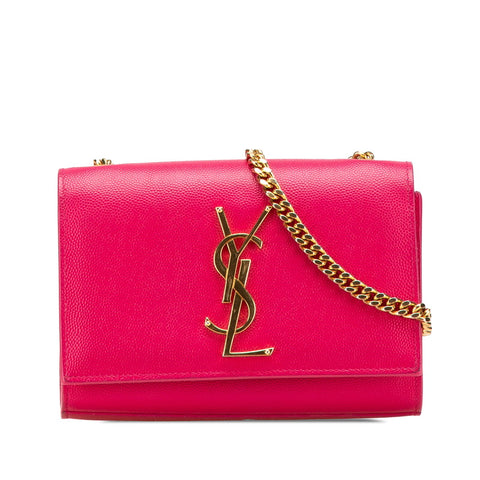 サンローラン YSLロゴ チェーン ショルダーバッグ 354121 ピンク ゴールド レザー レディース SAINT LAURENT 【中古】