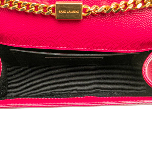 サンローラン YSLロゴ チェーン ショルダーバッグ 354121 ピンク ゴールド レザー レディース SAINT LAURENT 【中古】