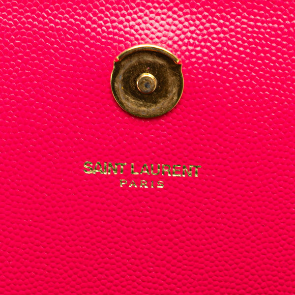 サンローラン YSLロゴ チェーン ショルダーバッグ 354121 ピンク ゴールド レザー レディース SAINT LAURENT 【中古】