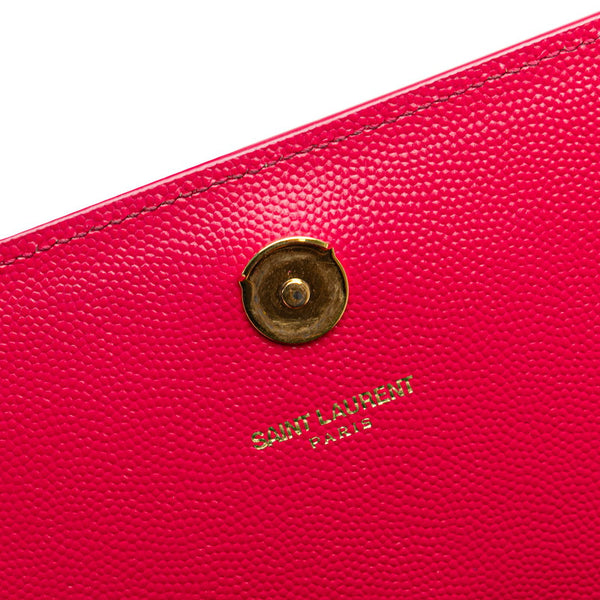 サンローラン YSLロゴ チェーン ショルダーバッグ 354121 ピンク ゴールド レザー レディース SAINT LAURENT 【中古】