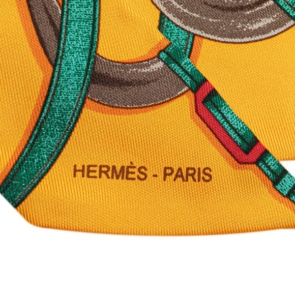 エルメス ツイリー ベルト リボン モチーフ スカーフ オレンジ レッド マルチカラー シルク レディース HERMES 【中古】