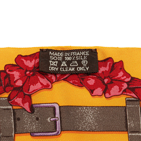 エルメス ツイリー ベルト リボン モチーフ スカーフ オレンジ レッド マルチカラー シルク レディース HERMES 【中古】