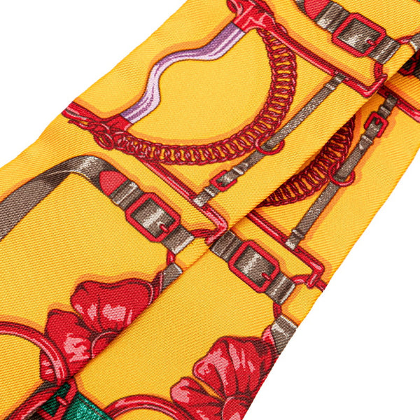 エルメス ツイリー ベルト リボン モチーフ スカーフ オレンジ レッド マルチカラー シルク レディース HERMES 【中古】