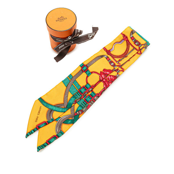 エルメス ツイリー ベルト リボン モチーフ スカーフ オレンジ レッド マルチカラー シルク レディース HERMES 【中古】