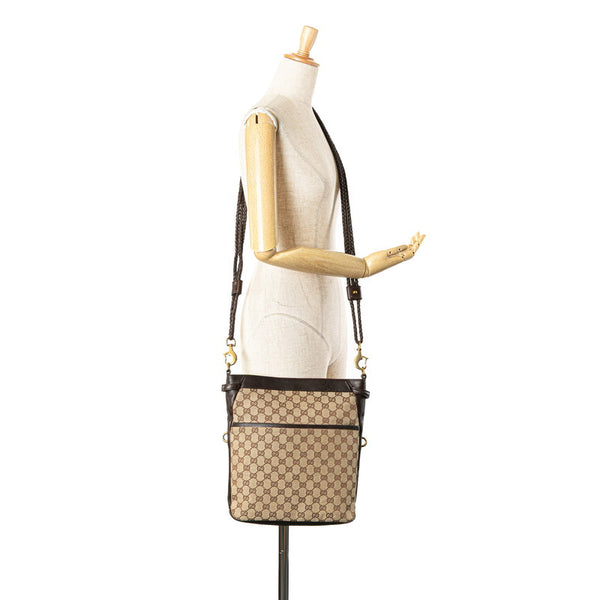 グッチ GGキャンバス 斜め掛け ショルダーバッグ 109097 ベージュ ブラウン キャンバス レザー レディース GUCCI 【中古】