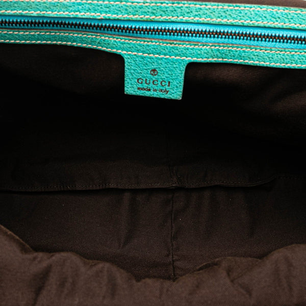 グッチ GGキャンバス バンブー ハンドバッグ 124293 ベージュ ライトブルー キャンバス レザー レディース GUCCI 【中古】