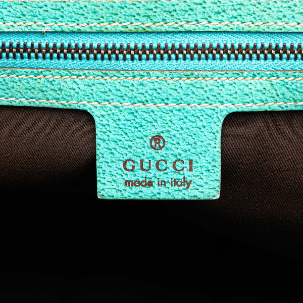 グッチ GGキャンバス バンブー ハンドバッグ 124293 ベージュ ライトブルー キャンバス レザー レディース GUCCI 【中古】