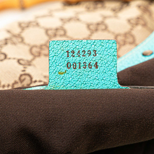 グッチ GGキャンバス バンブー ハンドバッグ 124293 ベージュ ライトブルー キャンバス レザー レディース GUCCI 【中古】