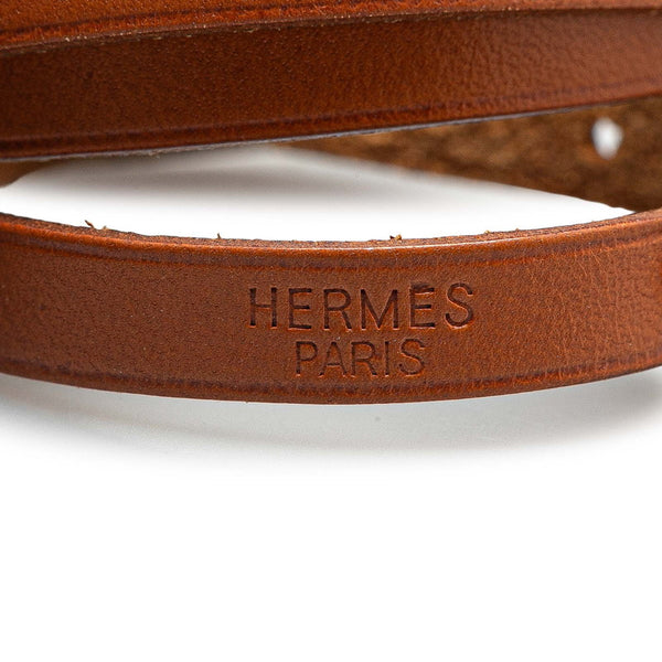 エルメス アピ3 ブレスレット ブラウン レザー レディース HERMES 【中古】