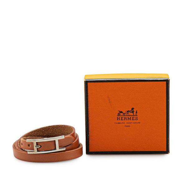 エルメス アピ3 ブレスレット ブラウン レザー レディース HERMES 【中古】