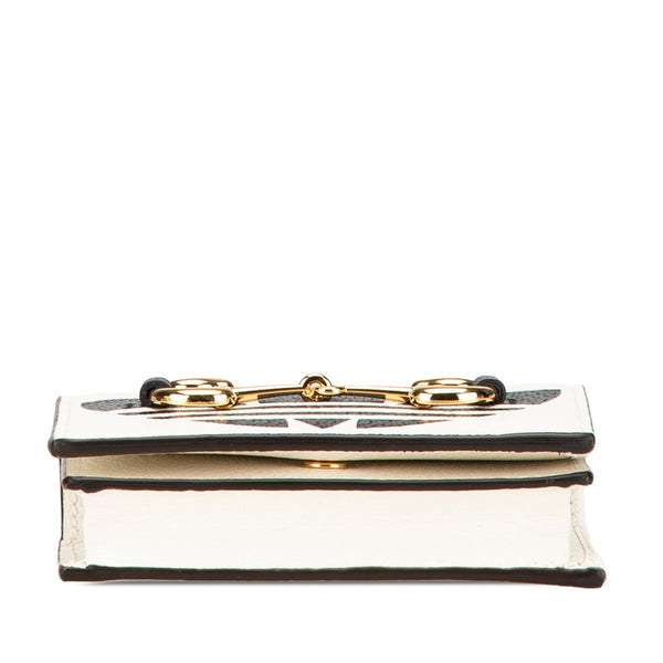 グッチ × adidas アディダス ホースビット ショルダーウォレット 2つ折り財布 702248 ホワイト ブラック レザー レディース GUCCI 【中古】