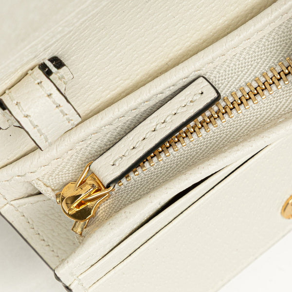 グッチ × adidas アディダス ホースビット ショルダーウォレット 2つ折り財布 702248 ホワイト ブラック レザー レディース GUCCI 【中古】