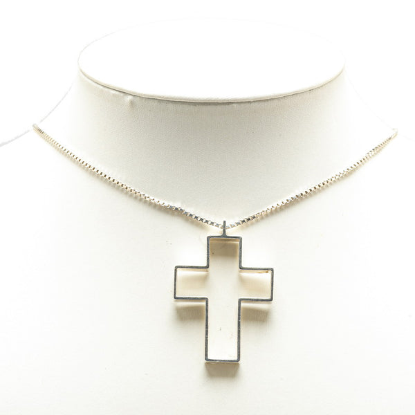 グッチ オープンクロス 十字架 モチーフ ネックレス SV925 シルバー レディース GUCCI 【中古】