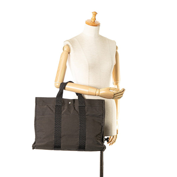 エルメス エールライン トートMM トートバッグ グレー キャンバス レディース HERMES 【中古】