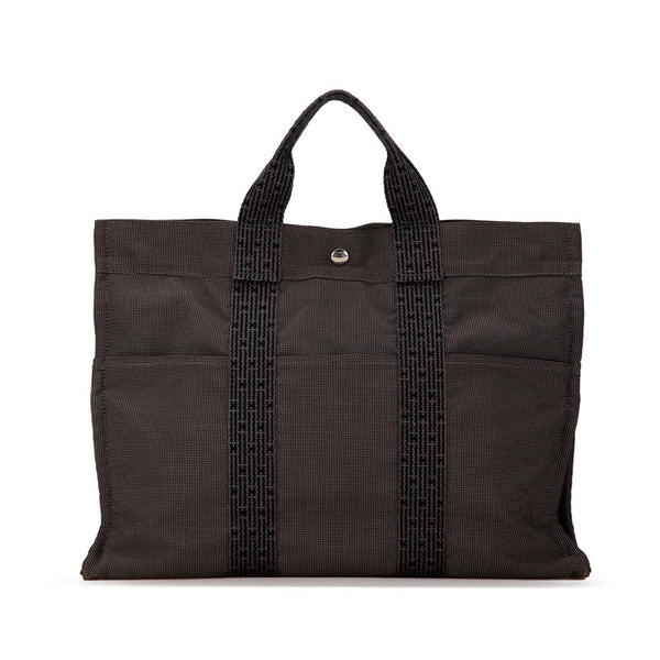 エルメス エールライン トートMM トートバッグ グレー キャンバス レディース HERMES 【中古】