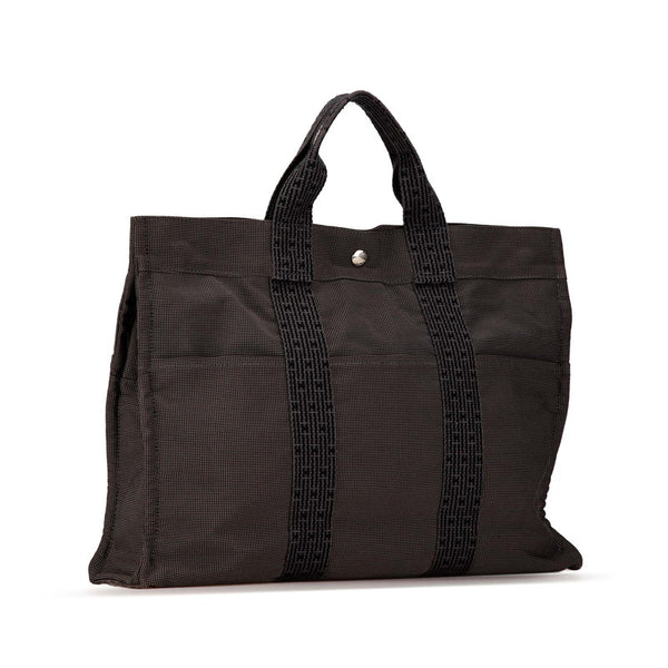 エルメス エールライン トートMM トートバッグ グレー キャンバス レディース HERMES 【中古】