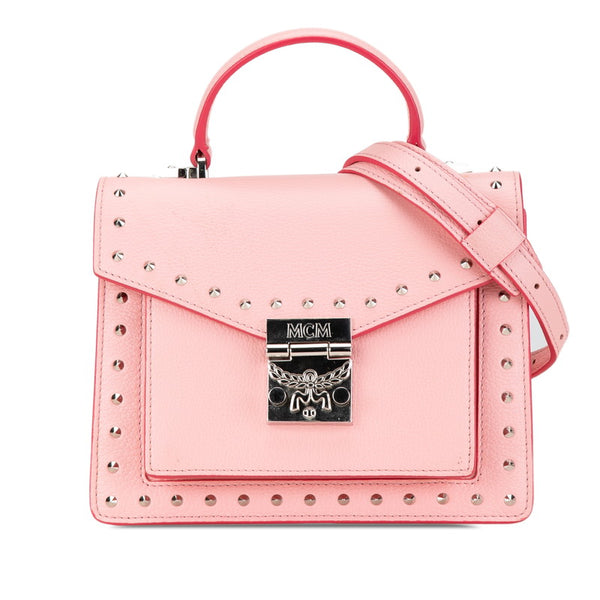 エム シー エム スタッズ ハンドバッグ ショルダーバッグ 2WAY ピンク レザー レディース MCM 【中古】