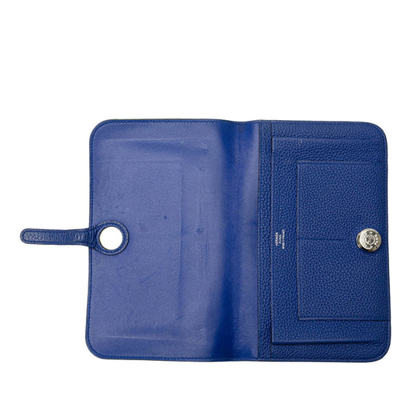 エルメス ドゴンGM 長財布 ブルー トゴ レディース HERMES 【中古】