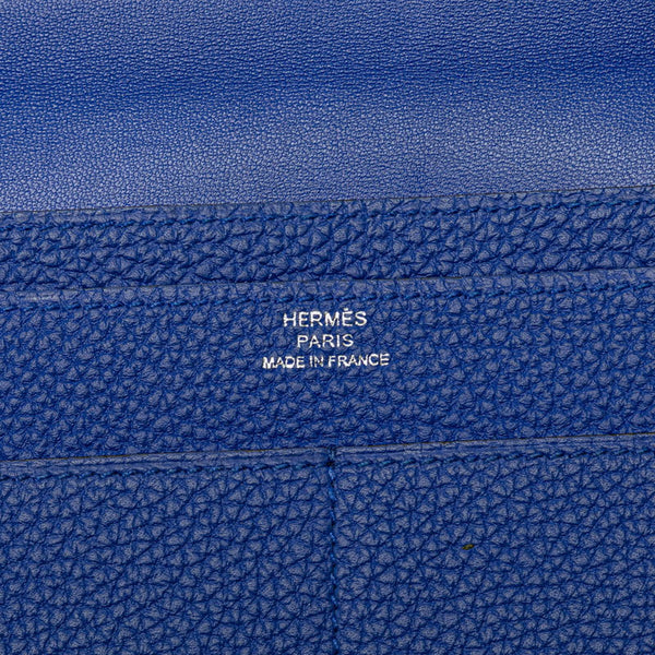 エルメス ドゴンGM 長財布 ブルー トゴ レディース HERMES 【中古】