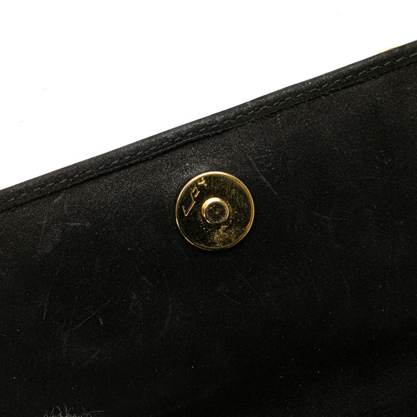 サルヴァトーレフェラガモ ヴァラリボン チェーン ショルダーバッグ ブラック スエード レディース Salvatore Ferragamo 【中古】