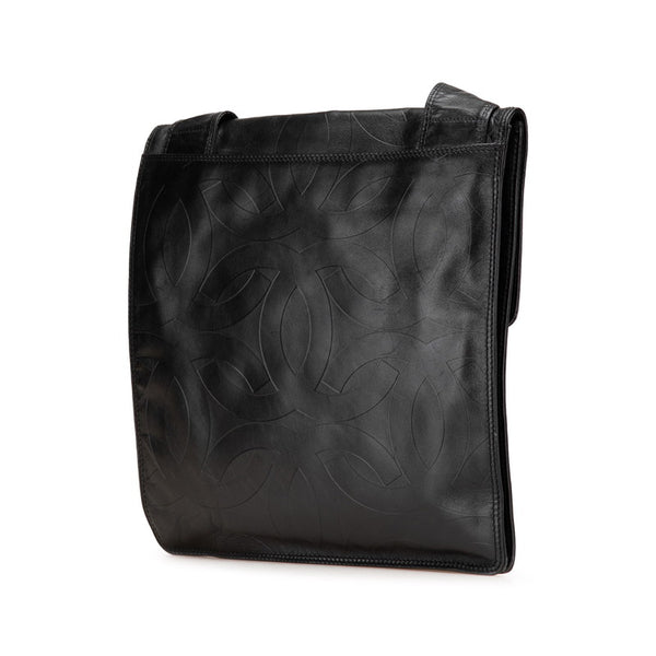 シャネル ココマーク 斜め掛け ショルダーバッグ  ブラック ラムスキン レディース CHANEL 【中古】