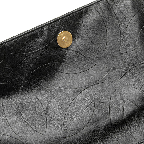 シャネル ココマーク 斜め掛け ショルダーバッグ  ブラック ラムスキン レディース CHANEL 【中古】