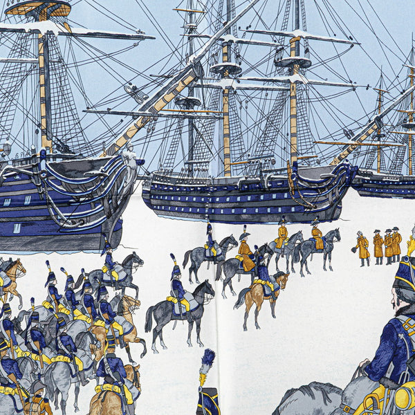 エルメス カレ90 MARINE ET CAVALERIE 海と騎兵隊 スカーフ ブルー イエロー シルク レディース HERMES 【中古】