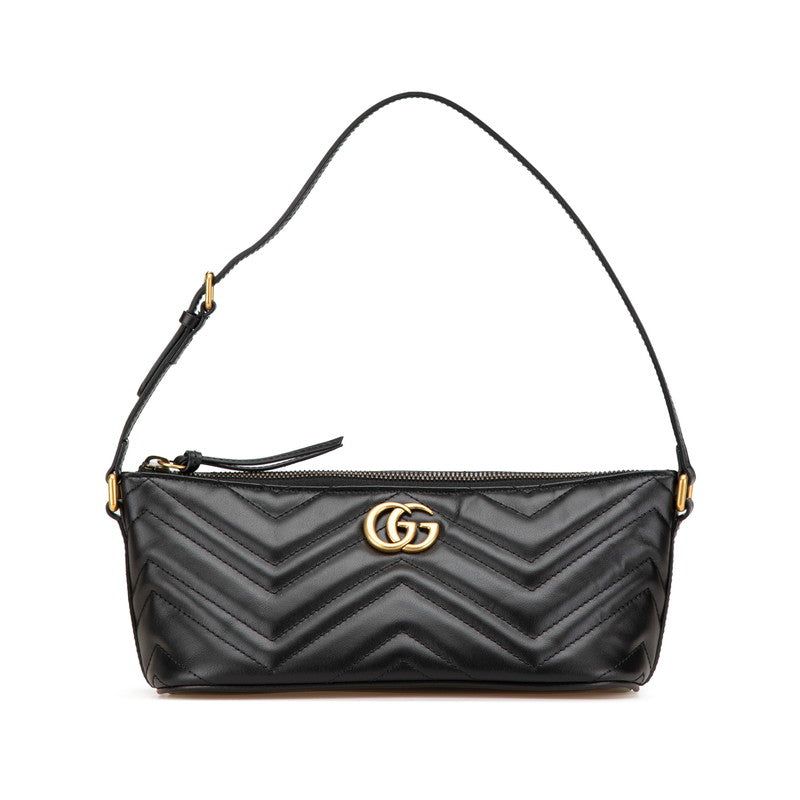 グッチ GGマーモント ワンショルダーバッグ 739166 ブラック レザー レディース GUCCI 【中古】