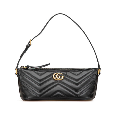 グッチ GGマーモント ワンショルダーバッグ 739166 ブラック レザー レディース GUCCI 【中古】